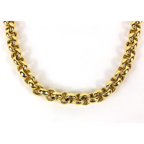741 - Cesa 18ct gold large belcher link necklace, No.1115 to the clasp, 42cm long, approximate weight 48.6... 