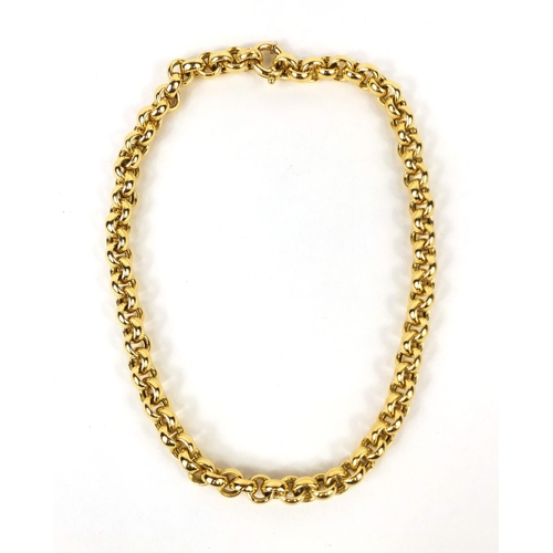 741 - Cesa 18ct gold large belcher link necklace, No.1115 to the clasp, 42cm long, approximate weight 48.6... 