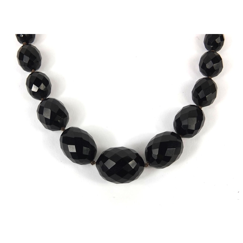 836 - Faceted bead jet design necklace, 84cm long, approximate weight 58.6g