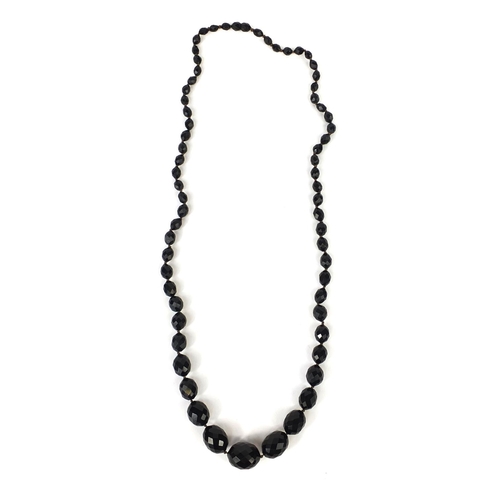 836 - Faceted bead jet design necklace, 84cm long, approximate weight 58.6g