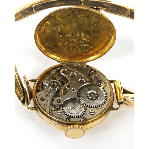 844 - Ladies 9ct gold Rolex wristwatch with 9ct gold strap, 2.3cm in diameter excluding the crown, approxi... 