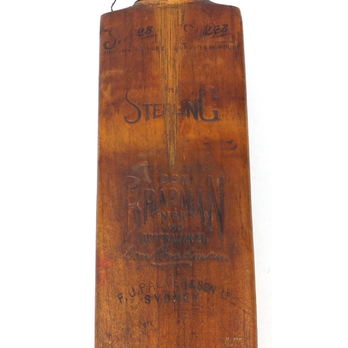 163 - Vintage Don Bradman cricket bat with personal ink inscription to John Peter Middleton 'With very bes... 