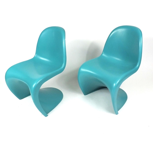 2021 - Pair of turquoise Vitra Panton chairs, each 83cm high