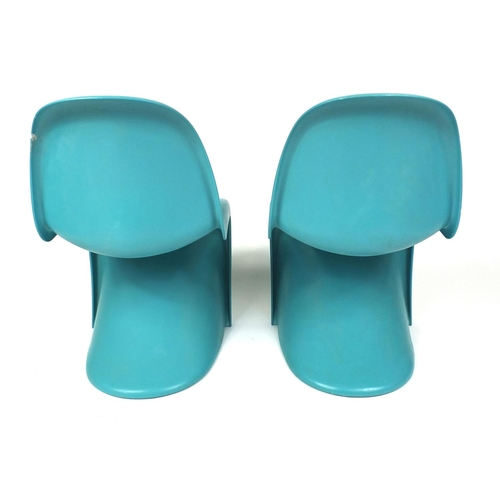 2021 - Pair of turquoise Vitra Panton chairs, each 83cm high