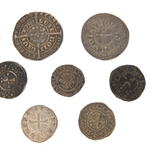 256 - Group of ten British and World hammered coinage, mostly silver, including an Edward III Groat, Edwar... 