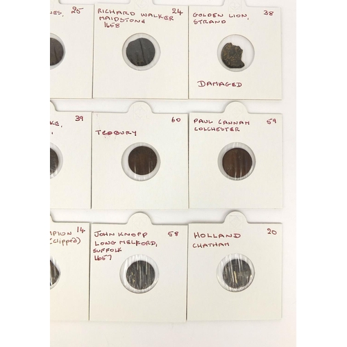 271 - Group of twelve 17th century and later trade tokens, including gold lion, Strand and Walter Jones of... 