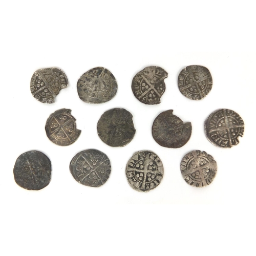 257 - Collection of twelve antique hammered silver Penny's including an Edward I example, each approximate... 