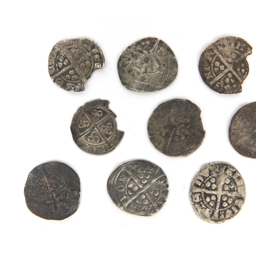 257 - Collection of twelve antique hammered silver Penny's including an Edward I example, each approximate... 