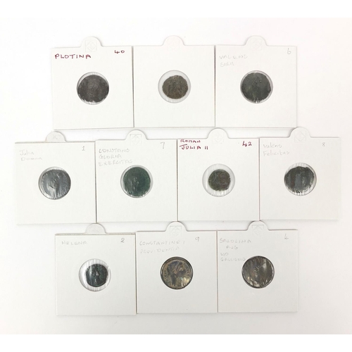 280 - Group of ten Roman coins, the largest approximately 2cm in diameter, approximate weight 41.9g