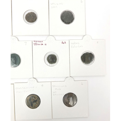 280 - Group of ten Roman coins, the largest approximately 2cm in diameter, approximate weight 41.9g