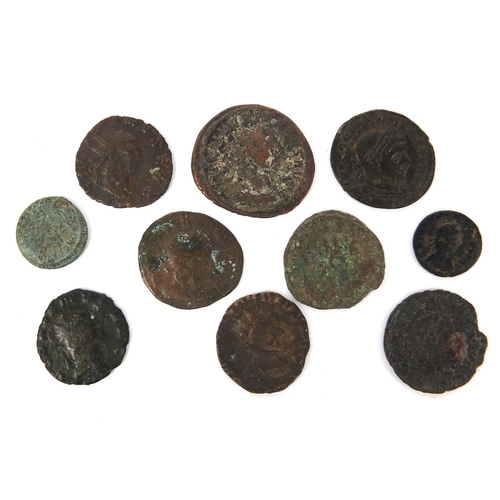 286 - Group of ten Roman coins, the largest approximately 2.3cm in diameter, approximate weight 21.0g