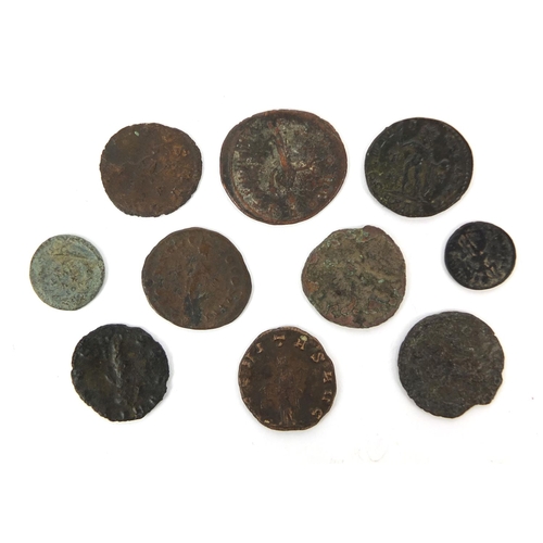 286 - Group of ten Roman coins, the largest approximately 2.3cm in diameter, approximate weight 21.0g