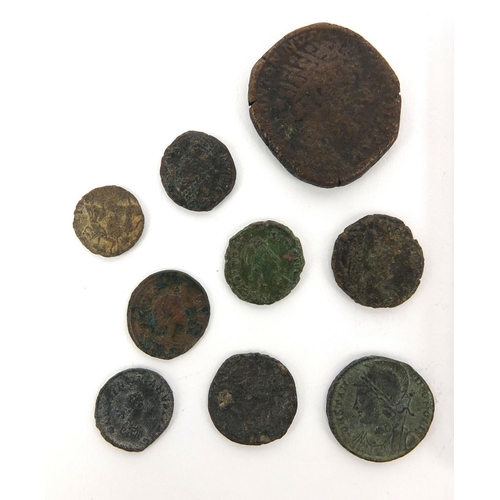 285 - Group of ten Roman coins, including an example housed in a National numismatic certification capsule... 