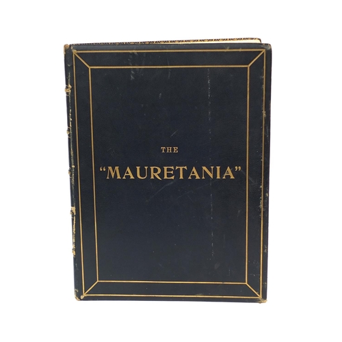 235 - Shipping interest the Mauritania Leather bound book with black and white plates, London published 19... 