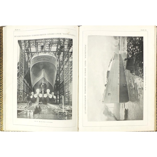 235 - Shipping interest the Mauritania Leather bound book with black and white plates, London published 19... 