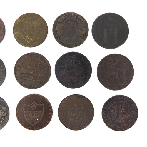 266 - Group of fourteen 18th century half penny tokens including George Prince of Wales and temperance exa... 