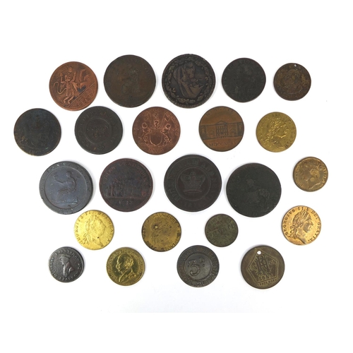 275 - Collection of 18th century and later tokens and coinage, including Issac Earliesman A Fattorini Gold... 