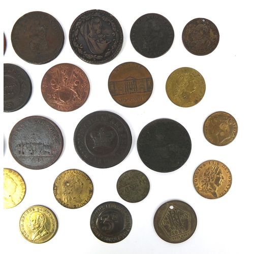 275 - Collection of 18th century and later tokens and coinage, including Issac Earliesman A Fattorini Gold... 