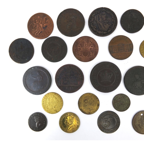 275 - Collection of 18th century and later tokens and coinage, including Issac Earliesman A Fattorini Gold... 