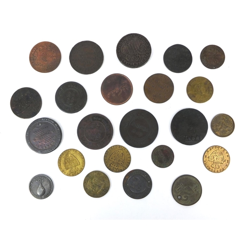 275 - Collection of 18th century and later tokens and coinage, including Issac Earliesman A Fattorini Gold... 