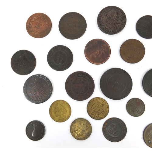 275 - Collection of 18th century and later tokens and coinage, including Issac Earliesman A Fattorini Gold... 