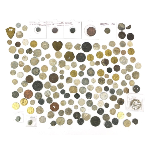 289 - Collection of antiquarian coins and tokens including 18th century examples and two Roman Barbarous c... 