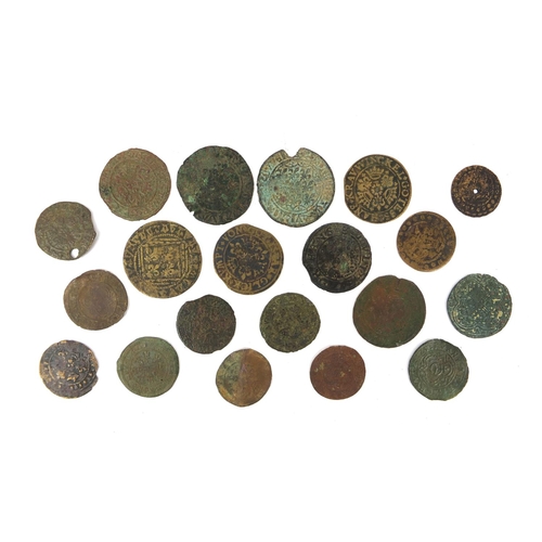 290 - Collection of mostly medieval Jetons, the largest approximately 2.8cm in diameter, approximate weigh... 