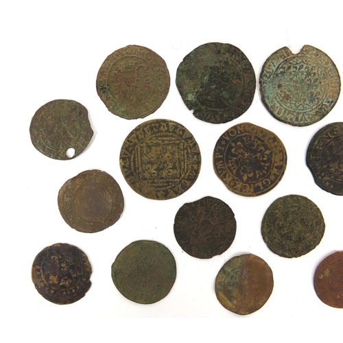 290 - Collection of mostly medieval Jetons, the largest approximately 2.8cm in diameter, approximate weigh... 