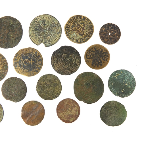 290 - Collection of mostly medieval Jetons, the largest approximately 2.8cm in diameter, approximate weigh... 