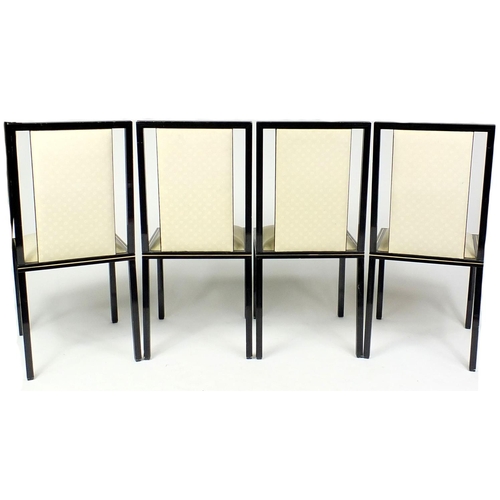 2030 - Set of four French Pierre Vandal chairs with cream upholstery, each 102cm high