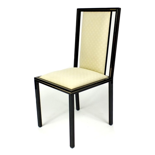 2030 - Set of four French Pierre Vandal chairs with cream upholstery, each 102cm high