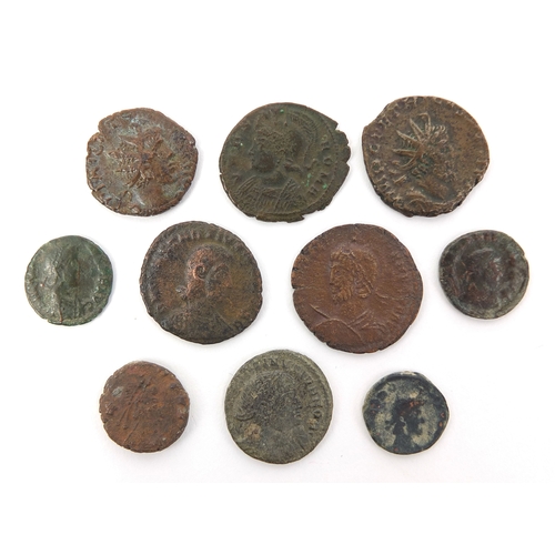 277 - Group of ten Roman coins, the largest approximately 1.9cm in diameter, approximate weight 18.9g