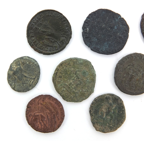 281 - Group of ten Roman coins, the largest approximately 1.8cm in diameter, approximate weight 22.6g