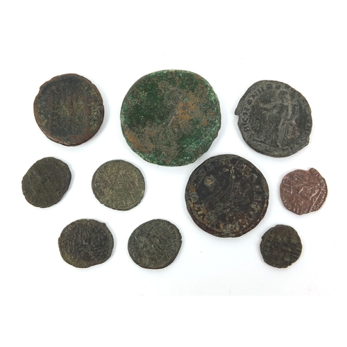 288 - Group of ten Roman coins, the largest approximately 3.5cm in diameter, approximate weight 61.4g