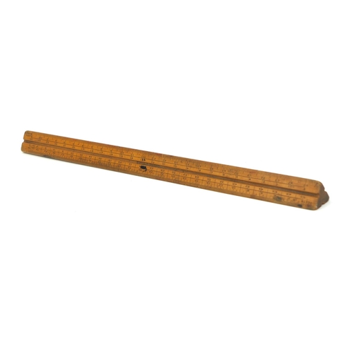 143 - English 12 inch triangular boxwood ruler, 33cm long