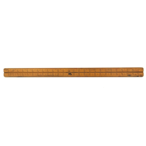 143 - English 12 inch triangular boxwood ruler, 33cm long