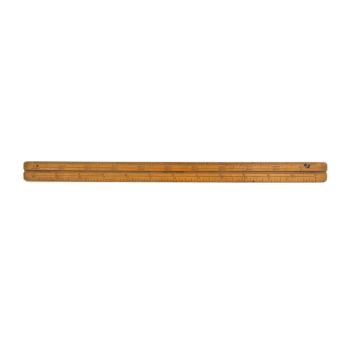 143 - English 12 inch triangular boxwood ruler, 33cm long