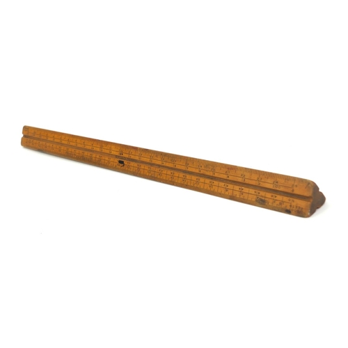 143 - English 12 inch triangular boxwood ruler, 33cm long