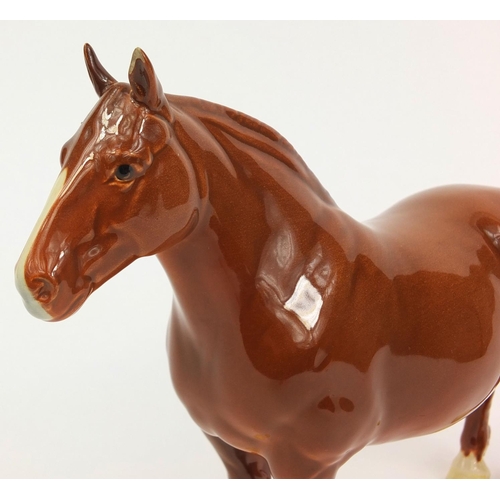 2046 - Large brown Beswick china horse, stamped CH. Masse Dainty, 20cm high