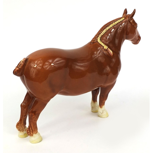 2046 - Large brown Beswick china horse, stamped CH. Masse Dainty, 20cm high