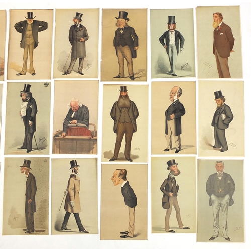 1034 - Large collection of vanity fair cartoon prints, mostly political examples, each 30cm x 19cm