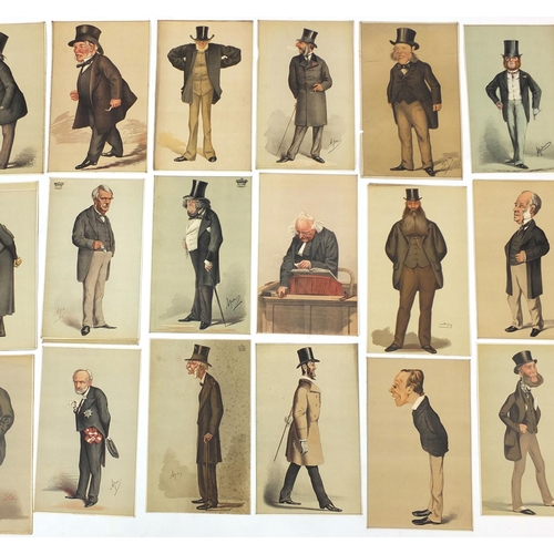 1034 - Large collection of vanity fair cartoon prints, mostly political examples, each 30cm x 19cm