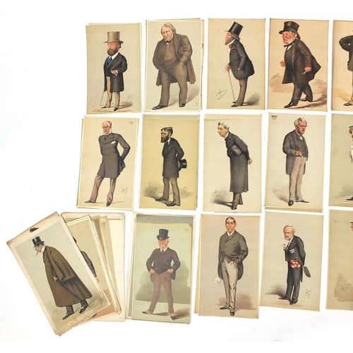 1034 - Large collection of vanity fair cartoon prints, mostly political examples, each 30cm x 19cm