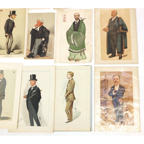 1032 - Large collection of vanity fair cartoon prints including political examples and six framed examples,... 