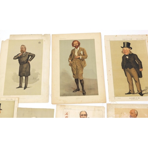 1032 - Large collection of vanity fair cartoon prints including political examples and six framed examples,... 