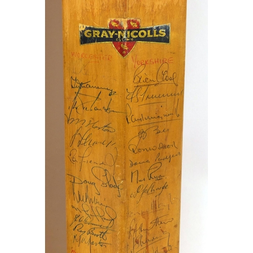 162 - Three vintage autographed cricket bats including the Australian 1964 team, Glamorgan, Middlesex, Sur... 