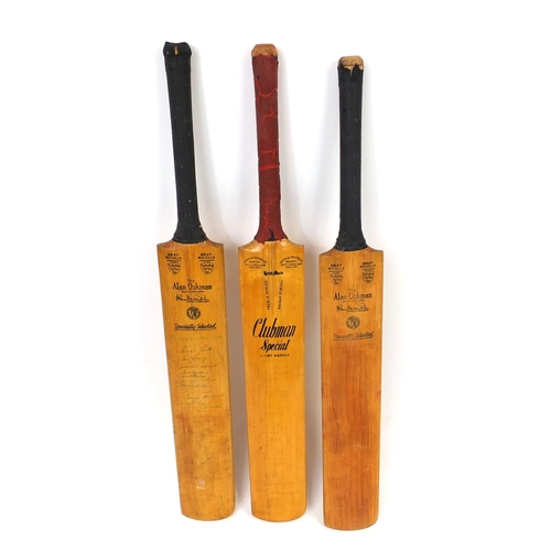 162 - Three vintage autographed cricket bats including the Australian 1964 team, Glamorgan, Middlesex, Sur... 