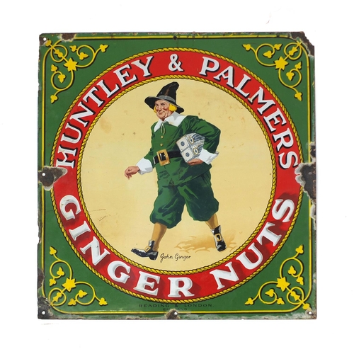 173 - Vintage Huntley & Palmers ginger nuts enamel advertising sign, Reading and London England, 47cm x 46... 