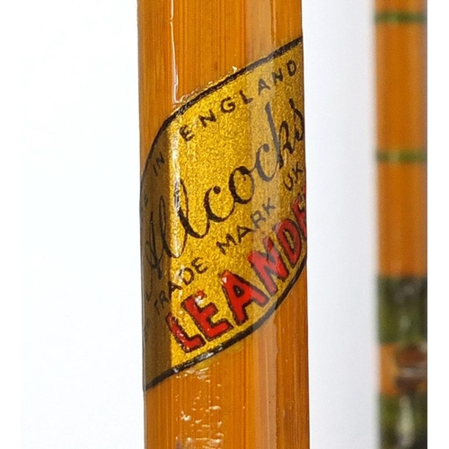 170 - Collection of vintage cane fishing rods including Sealey examples, with canvas cases