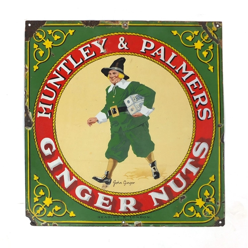 174 - Vintage Huntley & Palmers ginger nuts enamel advertising sign, Reading and London England, 47cm x 46... 